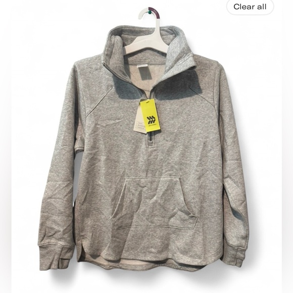 all in motion Sweaters - Size Medium All in Motion Gray Unisex Quarter-Zip Sweater